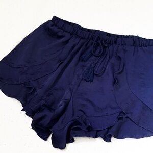 Free People Intimately Cascading Petal Navy Blue Silky Bedtime Shorts, size XS